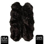 Black Serene Faux Fur Solid Fake Sheepskin Rug