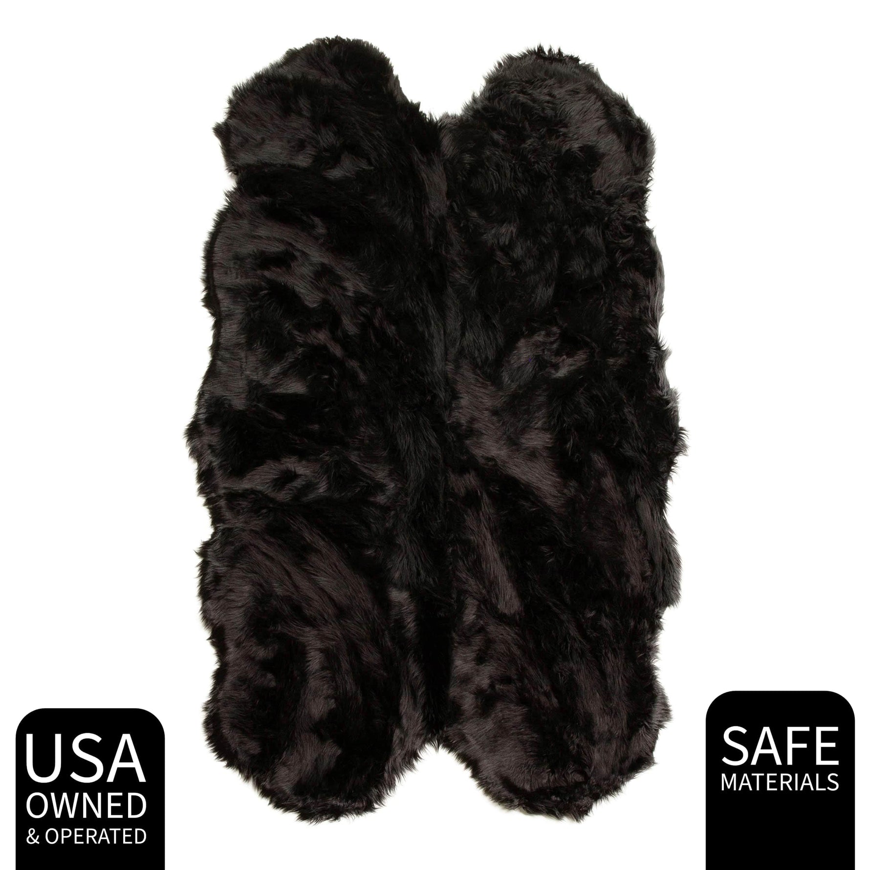 Black Serene Faux Fur Solid Fake Sheepskin Rug