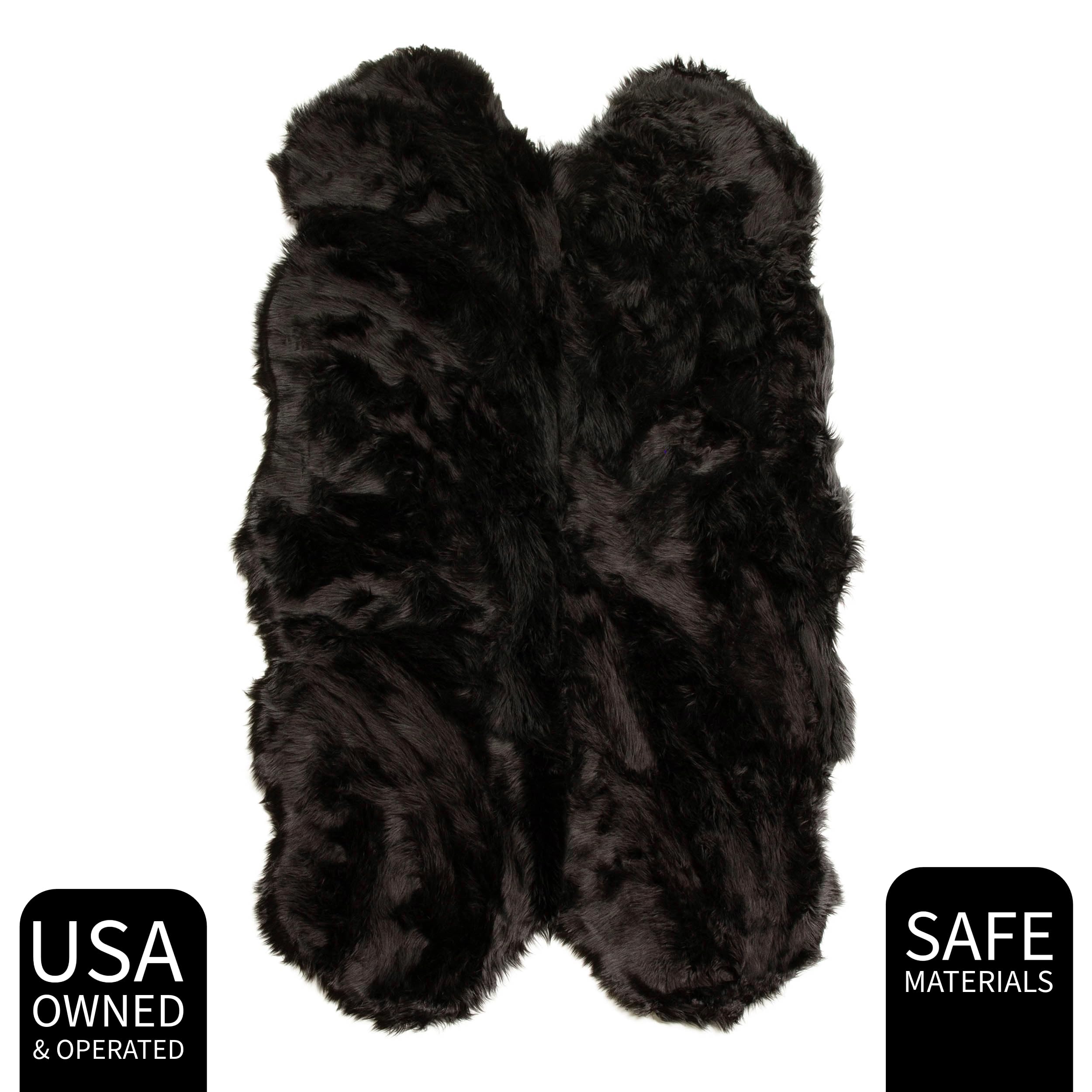 Black Serene Faux Fur Solid Fake Sheepskin Rug