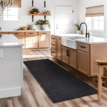 Black Jute & Cotton Woven Rug - Simple Farmhouse Reversible Rug