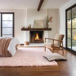 Light Pink Serene Faux Fur Solid Fake Sheepskin Rug