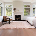 Light Pink Serene Faux Fur Solid Fake Sheepskin Rug