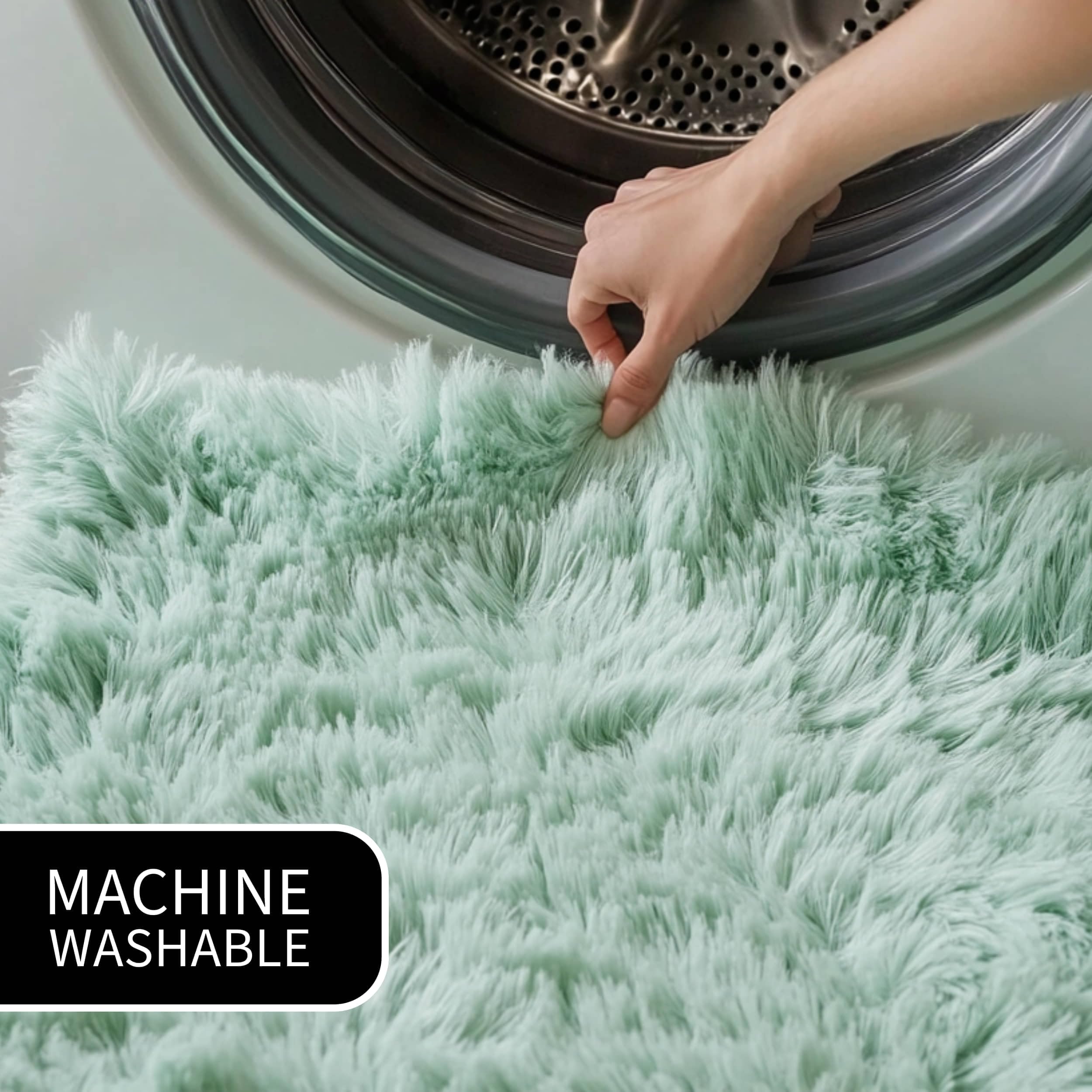 Mint Green Serene Faux Fur Solid Fake Sheepskin Rug