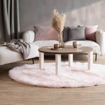 Light Pink Serene Faux Fur Solid Fake Sheepskin Rug