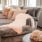 Light Pink Serene Faux Fur Solid Fake Sheepskin Rug