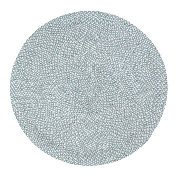 Teal, White, Gray Tri-Color Soft Cotton Braided Rug