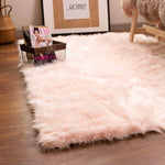 Light Pink Serene Faux Fur Solid Fake Sheepskin Rug