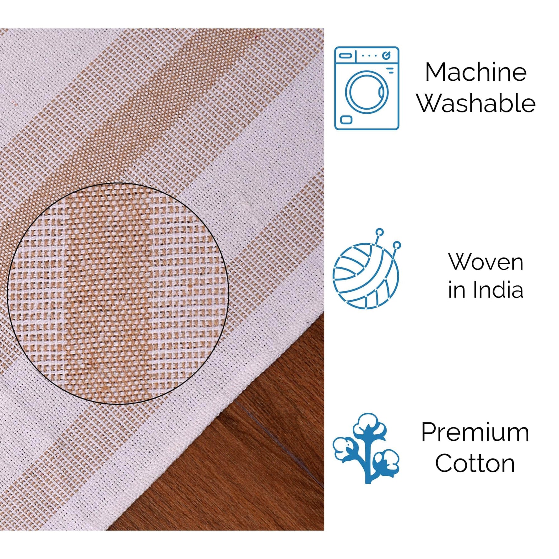 Ivory, Beige Table Runner Cotton Farmhouse Inspired