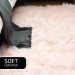 Light Pink Serene Faux Fur Solid Fake Sheepskin Rug