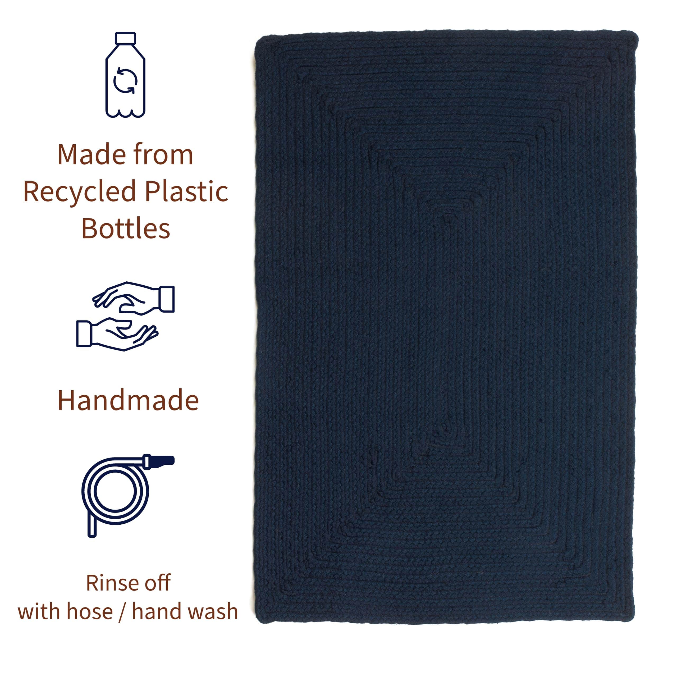 Navy Lichfield solid braided rug Rectangle 3' x 5'