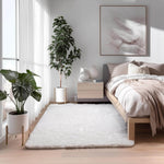 Ivory Serene Faux Fur Solid Fake Sheepskin Rug