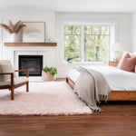 Light Pink Serene Faux Fur Solid Fake Sheepskin Rug