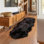 Black Serene Faux Fur Solid Fake Sheepskin Rug