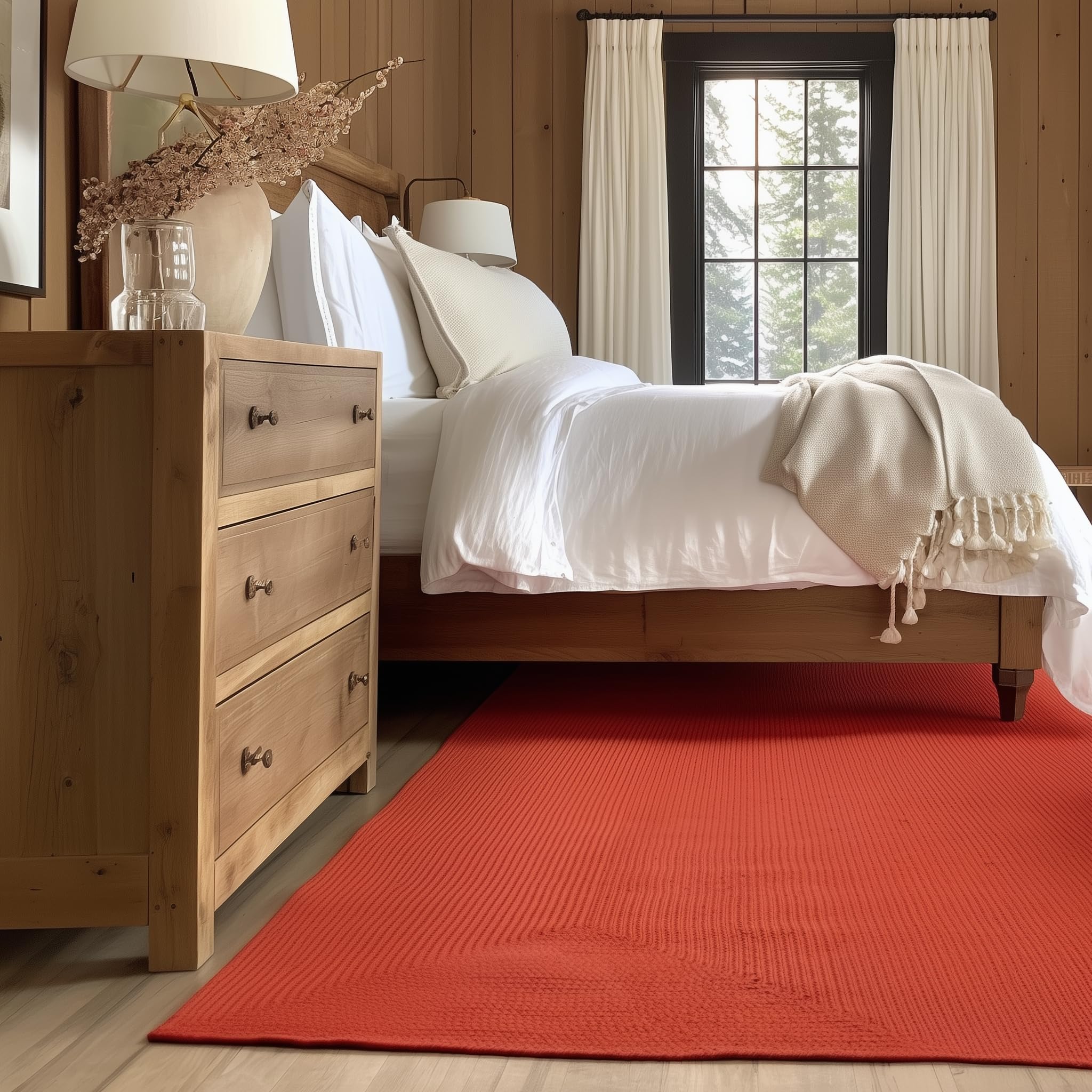 Colonial Red Reversible Indoor Outdoor Solid Braided Rug