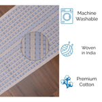 Ivory, Blue Table Runner Cotton Farmhouse Inspired