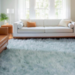 Teal Serene Faux Fur Solid Fake Sheepskin Rug