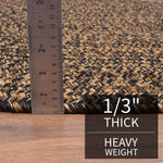 Black, Gold Indoour Outdoor Braided Kitchen Rug