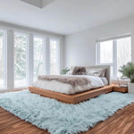 Teal Serene Faux Fur Solid Fake Sheepskin Rug