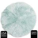 Teal Serene Faux Fur Solid Fake Sheepskin Rug