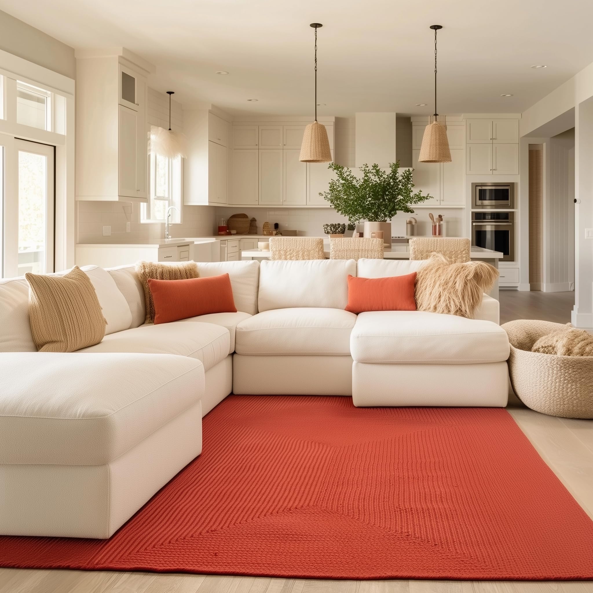 Colonial Red Reversible Indoor Outdoor Solid Braided Rug