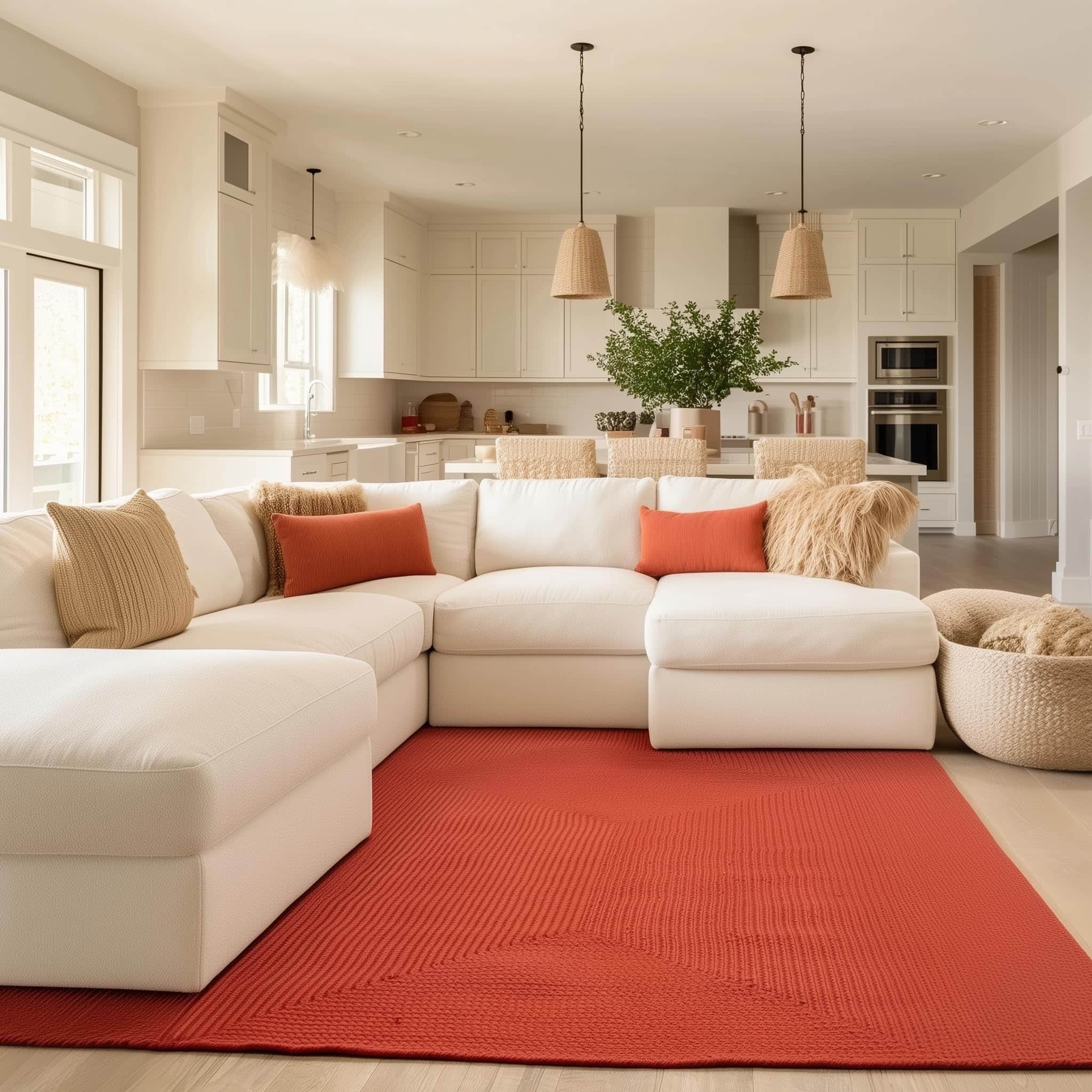 Colonial Red Lichfield solid braided rug Rectangle 5' x 8'
