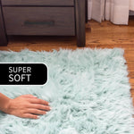 Teal Serene Faux Fur Solid Fake Sheepskin Rug
