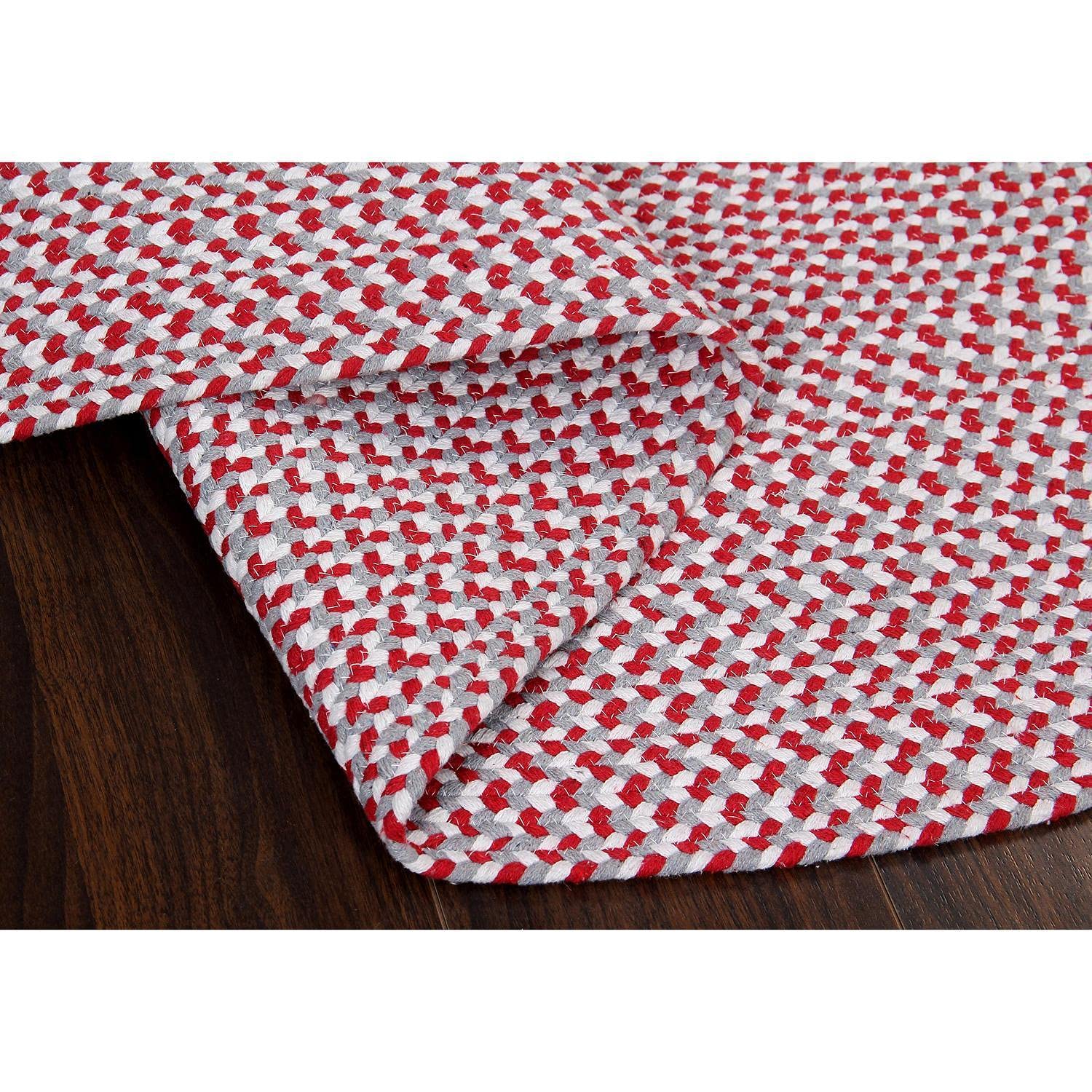 Red, White, Gray Tri-Color Soft Cotton Braided Rug