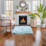 Teal Serene Faux Fur Solid Fake Sheepskin Rug