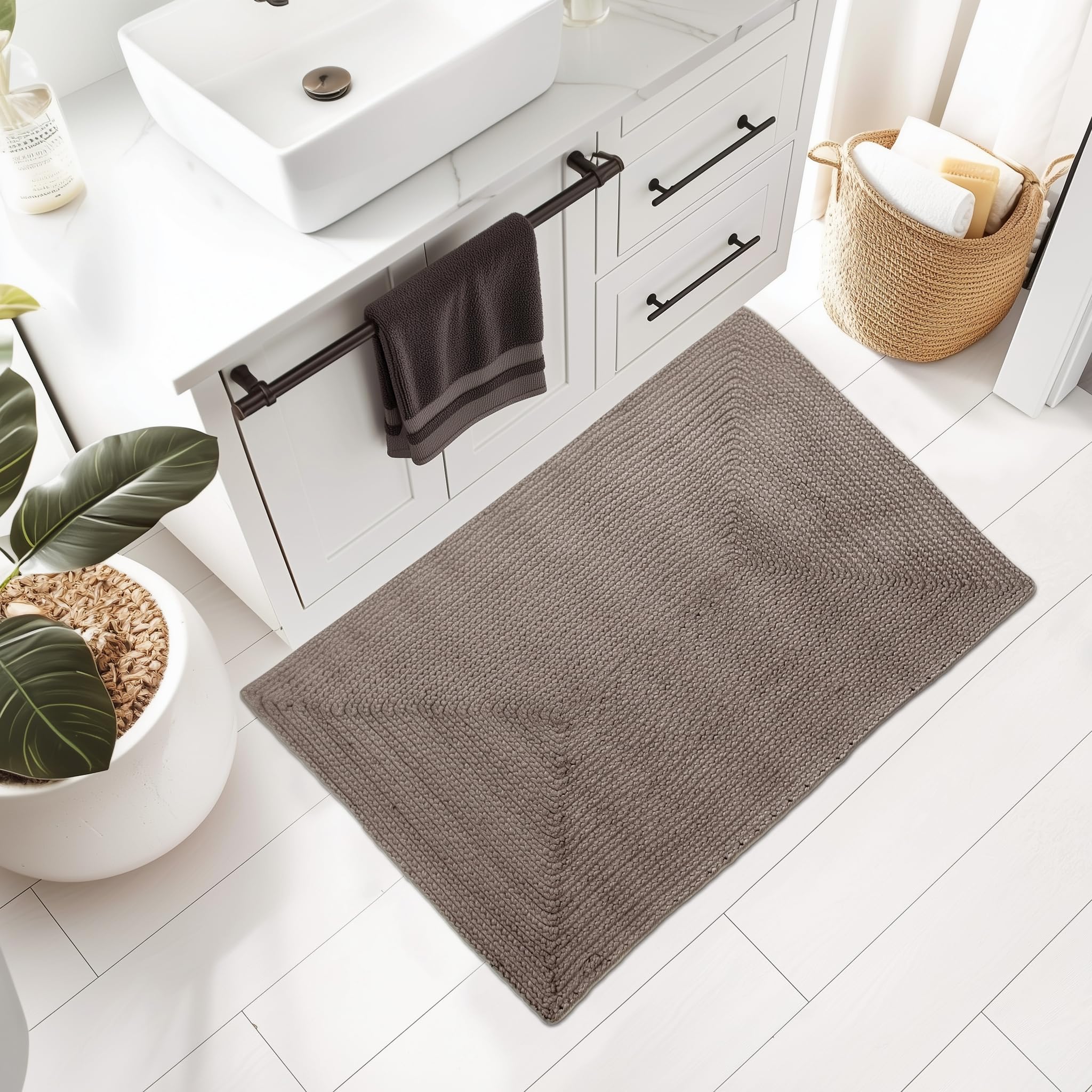 Charcoal Reversible Indoor Outdoor Solid Braided Rug