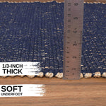 Navy Jute & Cotton Woven Rug - Simple Farmhouse Reversible Rug