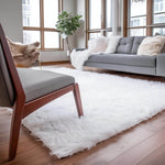 Ivory Serene Faux Fur Solid Fake Sheepskin Rug