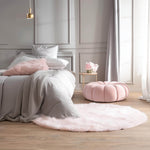 Light Pink Serene Faux Fur Solid Fake Sheepskin Rug