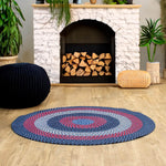 Blue Charming Braided Rug for Farmhouse Living Rooms and Bedroom