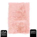 Light Pink Serene Faux Fur Solid Fake Sheepskin Rug