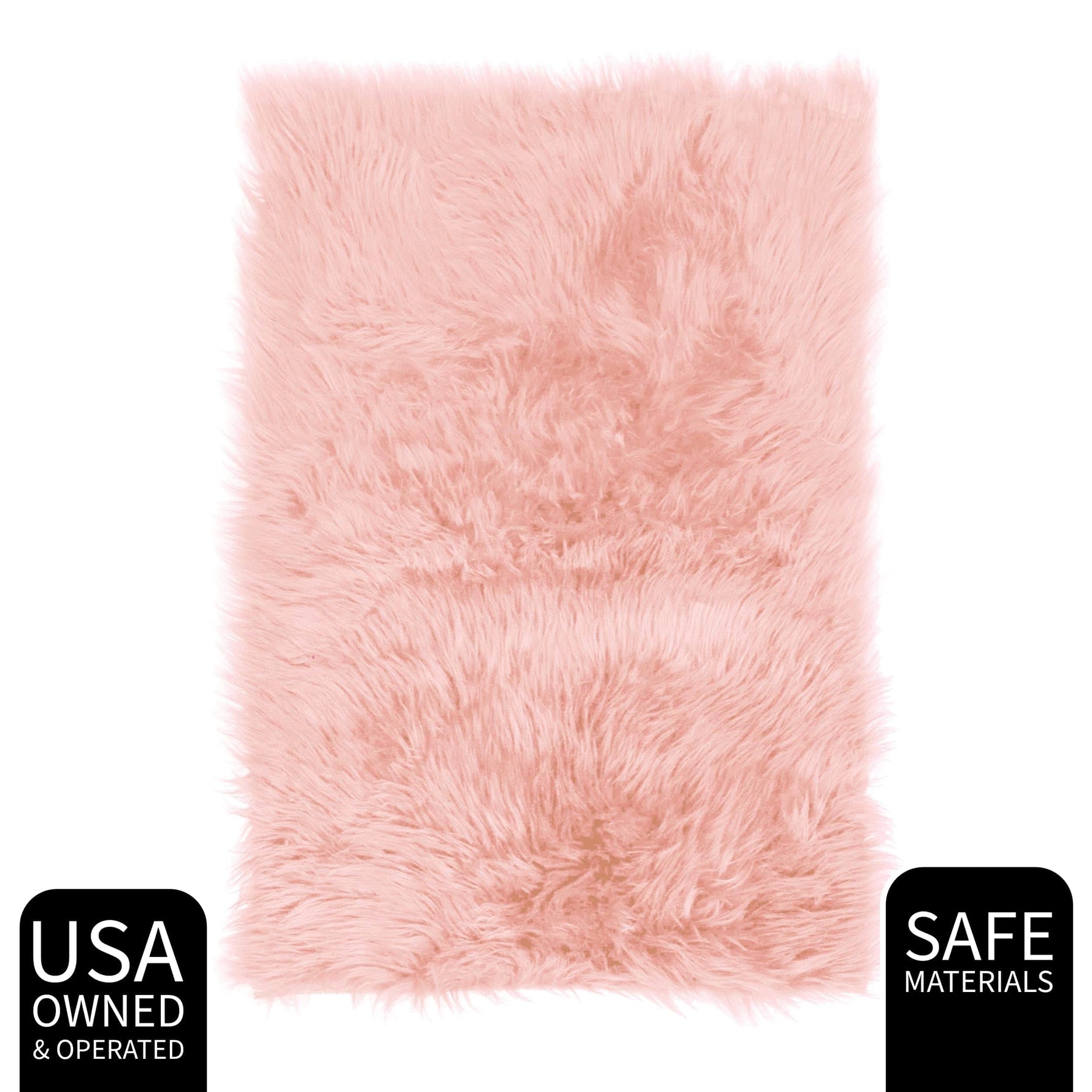 Light Pink Serene Faux Fur Solid Fake Sheepskin Rug