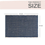 Navy Jute & Cotton Woven Rug - Simple Farmhouse Reversible Rug