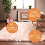 Light Pink Serene Faux Fur Solid Fake Sheepskin Rug