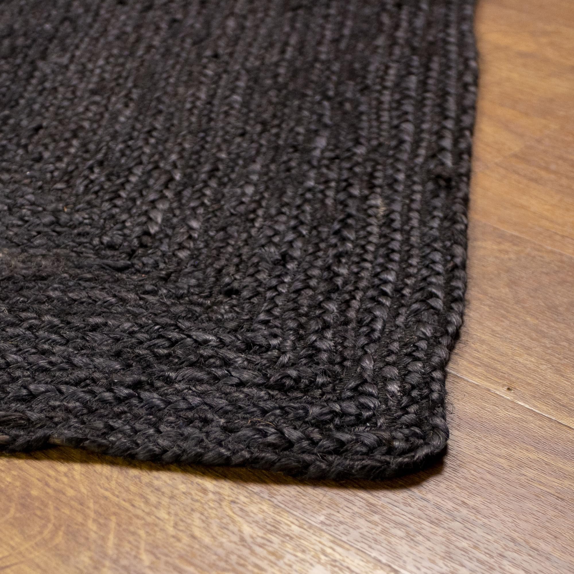 Black Jute Rug - Plant Based - Reversible Braided Eco-Friendly Rug