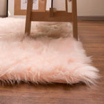 Light Pink Serene Faux Fur Solid Fake Sheepskin Rug