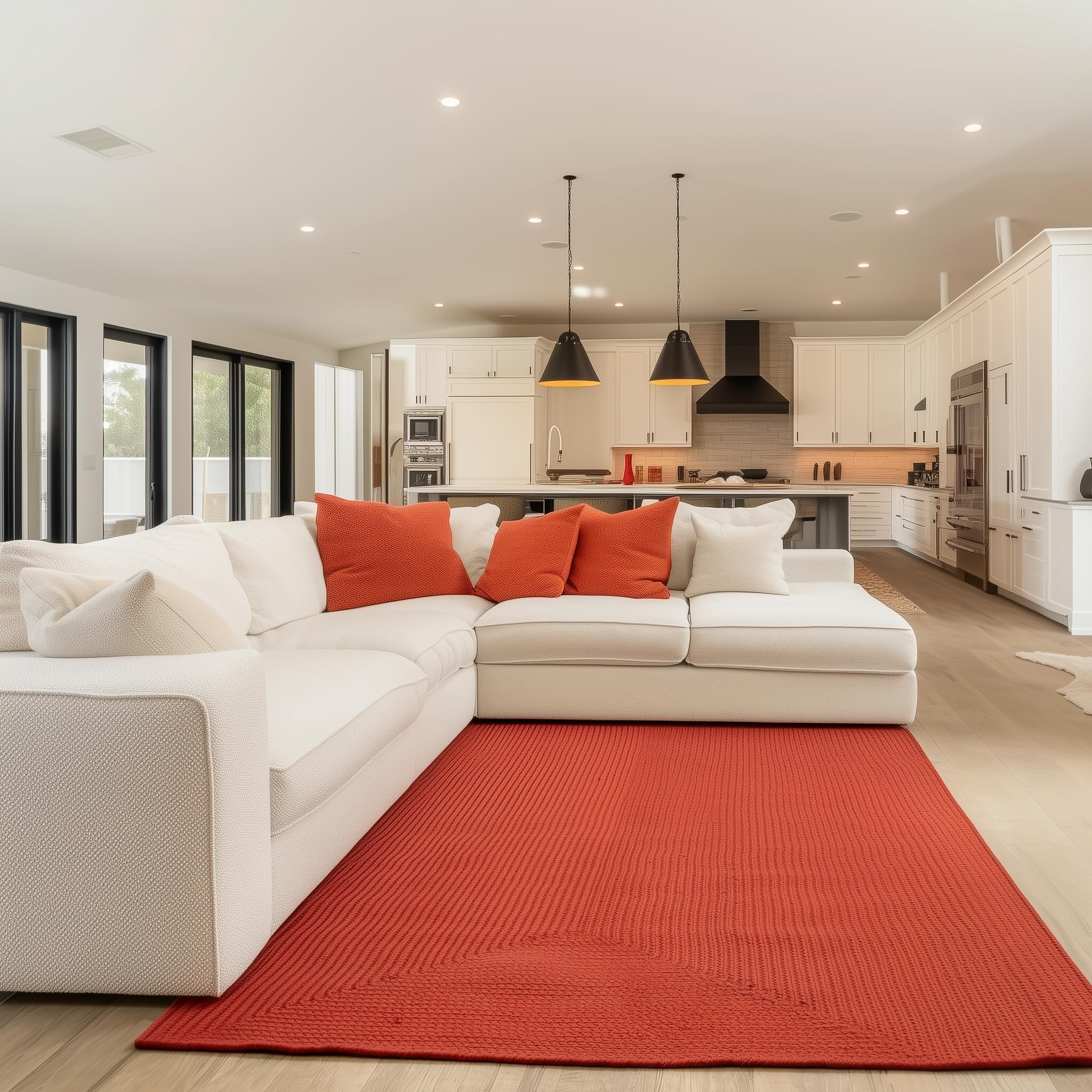 Colonial Red Reversible Indoor Outdoor Solid Braided Rug
