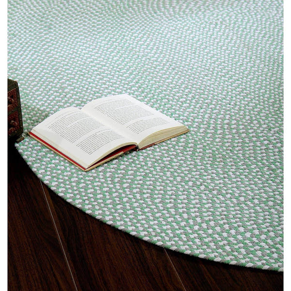 Green, White, Gray Tri-Color Soft Cotton Braided Rug