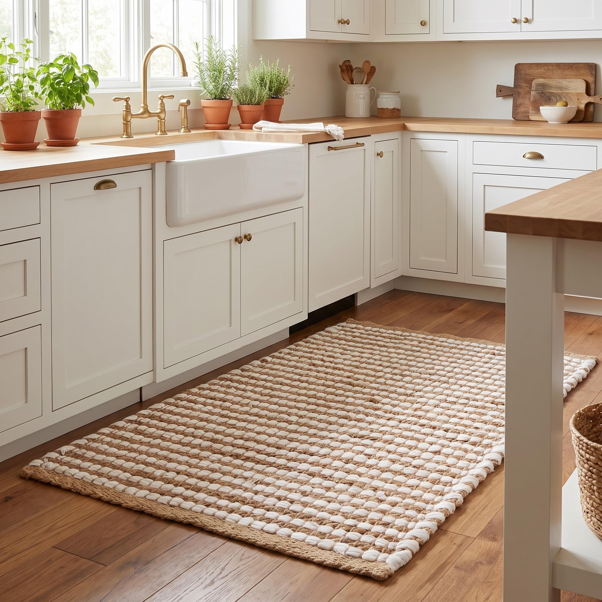 Natural Jute & Chindi Woven Rug - Terra JC02