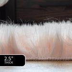Light Pink Serene Faux Fur Solid Fake Sheepskin Rug