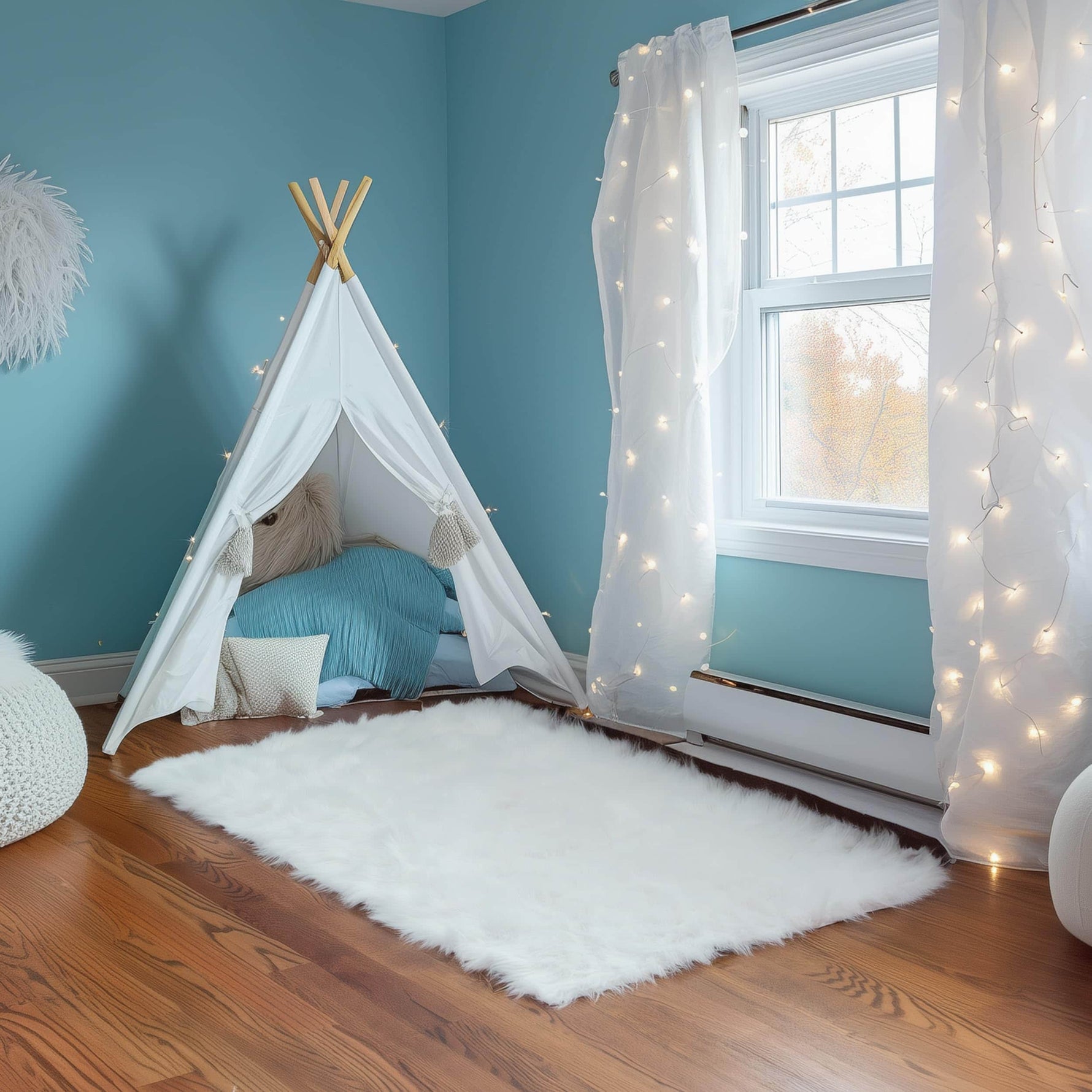 Ivory Serene Faux Fur Solid Fake Sheepskin Rug