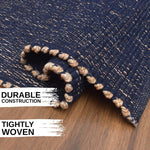 Navy Jute & Cotton Woven Rug - Simple Farmhouse Reversible Rug