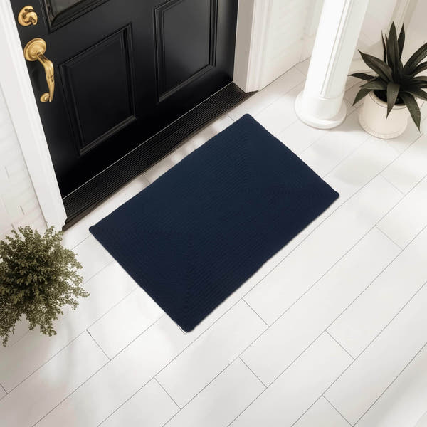 Navy Reversible Indoor Outdoor Solid Braided Rug