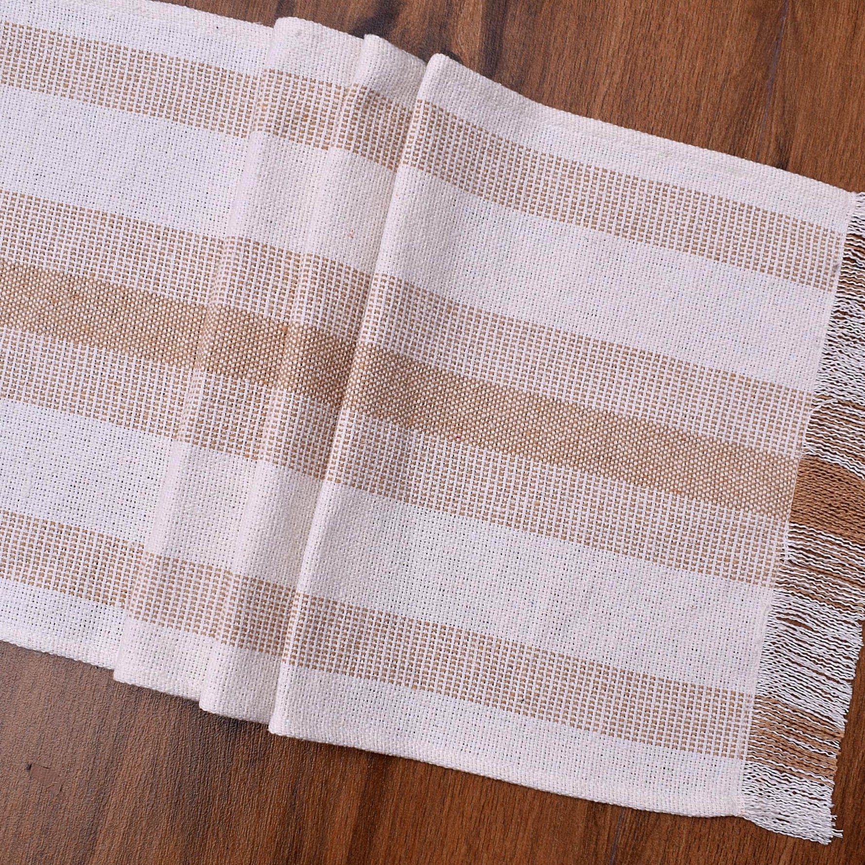 Ivory, Beige Table Runner Cotton Farmhouse Inspired