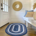 Teal, Black Indoor Outdoor Braided Rug for Patios, Porches and Kitchens - Bradford Collection