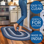 Teal, Black Indoor Outdoor Braided Rug for Patios, Porches and Kitchens - Bradford Collection