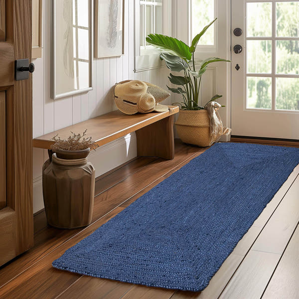 Navy Jute Rug - Plant Based - Reversible Braided Eco-Friendly Rug